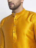Jompers Men Yellow & White Woven Design Kurta Only | Grocsy