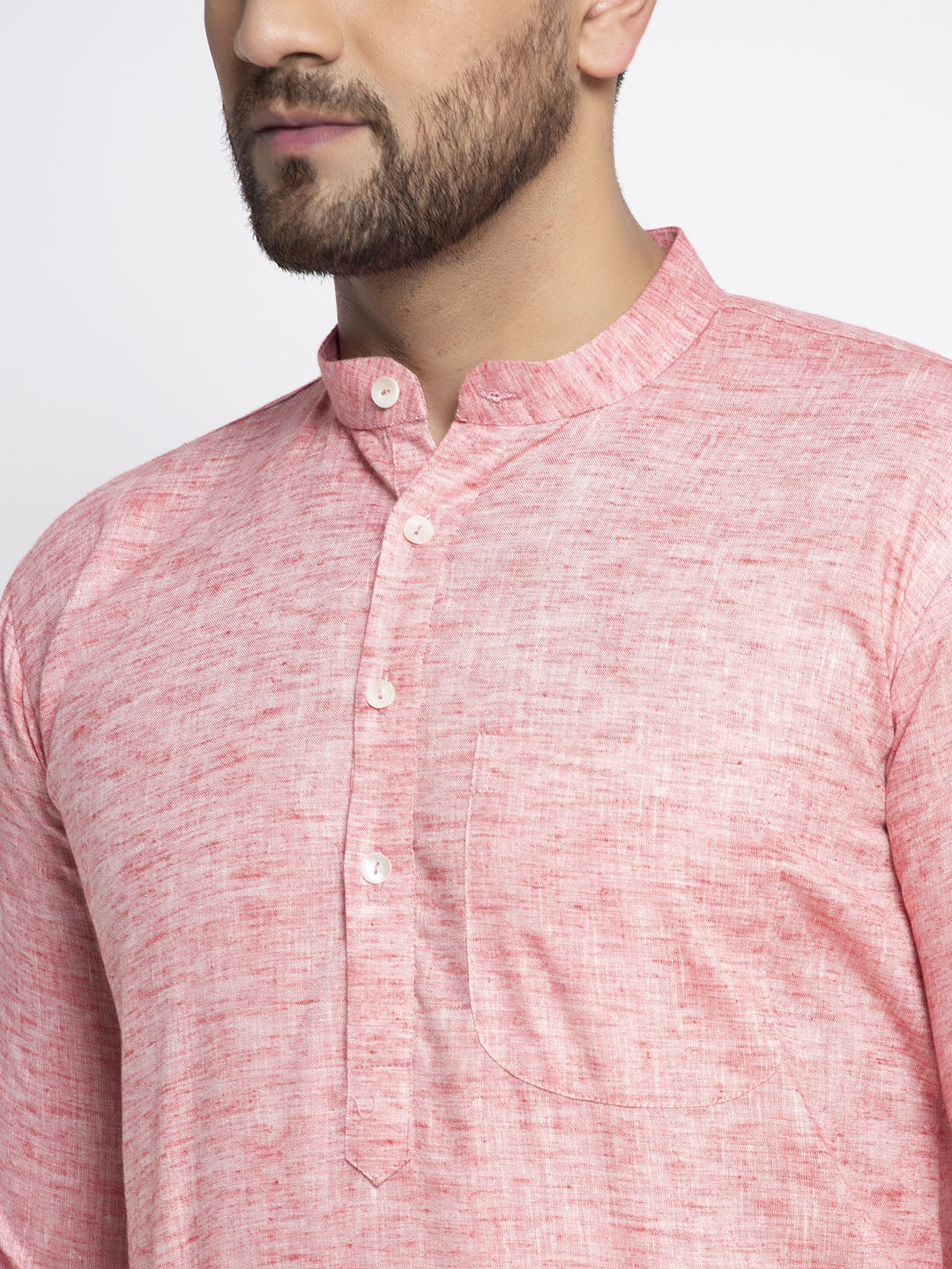 Jompers Men White & Pink Self Design Kurta Only | Grocsy