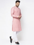 Jompers Men White & Pink Self Design Kurta Only | Grocsy