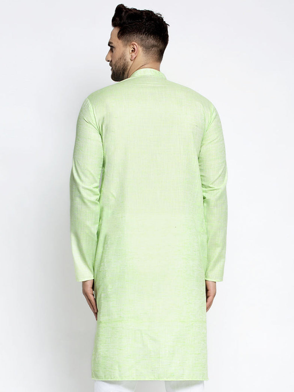 Jompers Men Green & White Self Design Kurta Only | Grocsy
