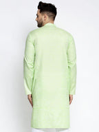 Jompers Men Green & White Self Design Kurta Only | Grocsy