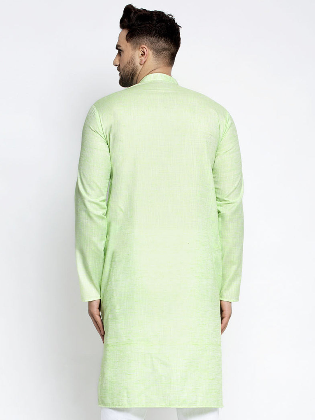 Jompers Men Green & White Self Design Kurta Only | Grocsy