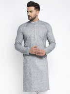 Jompers Men Grey & White Self Design Kurta Only | Grocsy