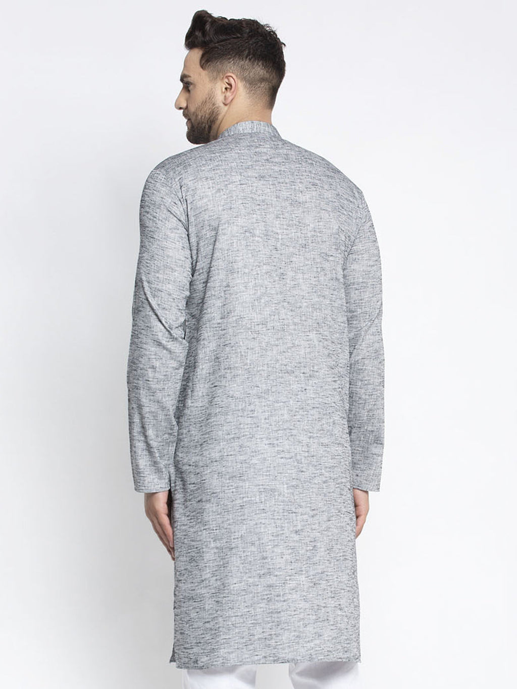 Jompers Men Grey & White Self Design Kurta Only | Grocsy