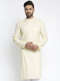Jompers Men Lemon Yellow & White Self Design Kurta Only | Grocsy