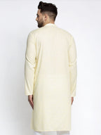 Jompers Men Lemon Yellow & White Self Design Kurta Only | Grocsy