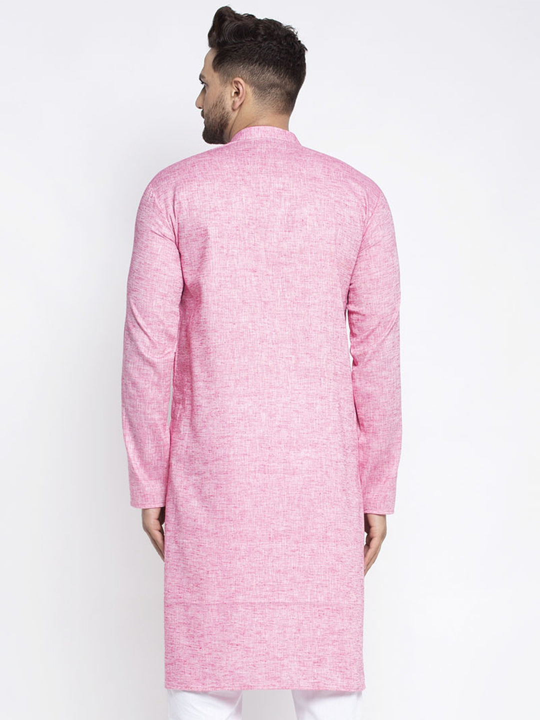Jompers Men Pink & White Self Design Kurta Only | Grocsy