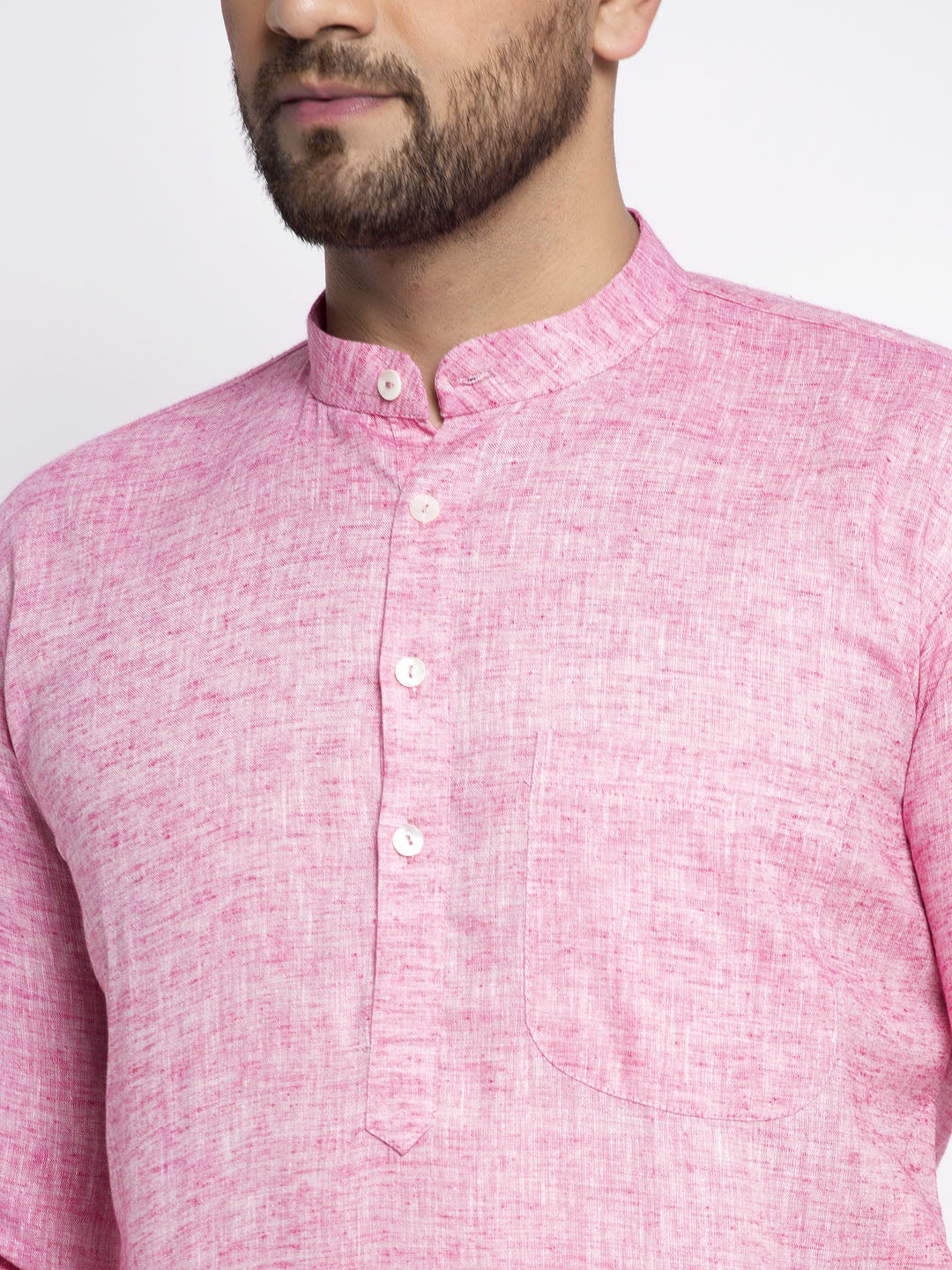 Jompers Men Pink & White Self Design Kurta Only | Grocsy