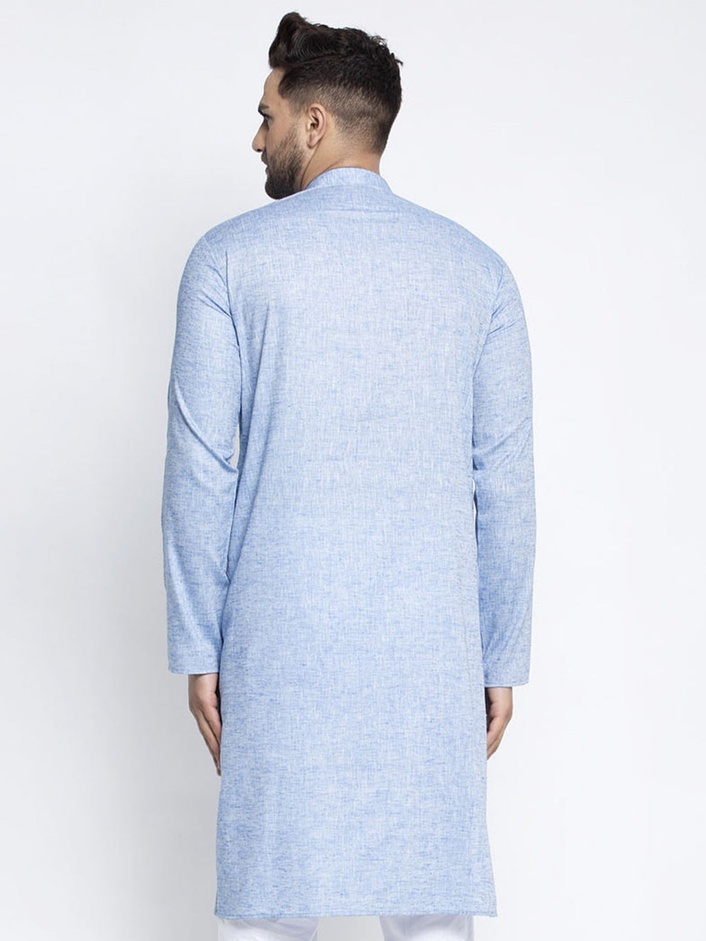Jompers Men Blue & White Self Design Kurta Only | Grocsy