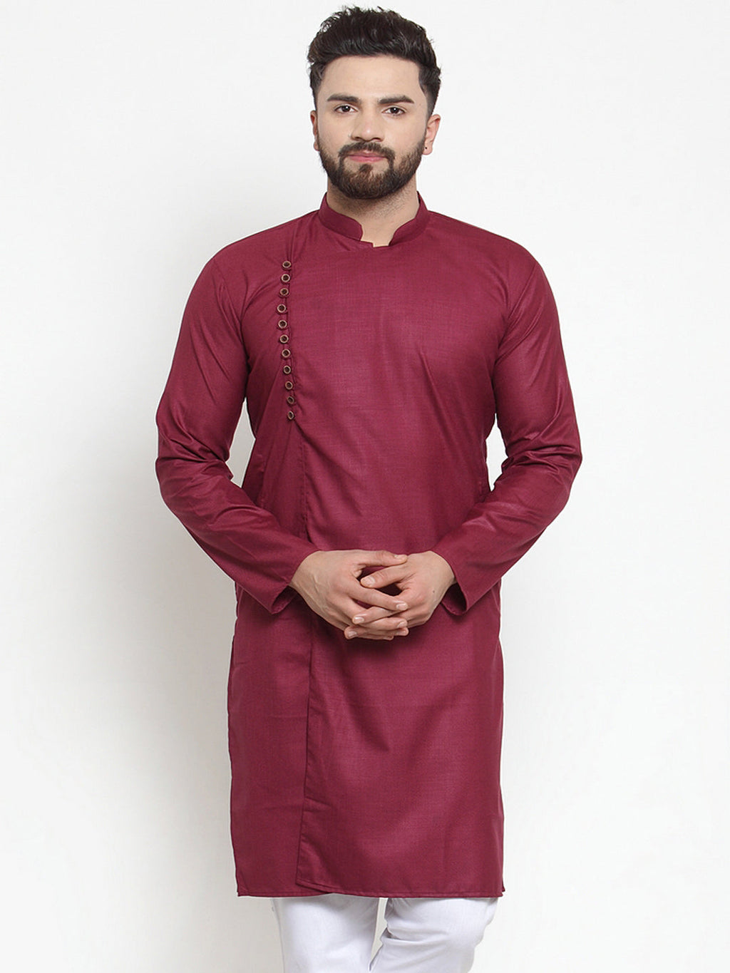 Jompers Men's Maroon Solid Kurta Only | Grocsy