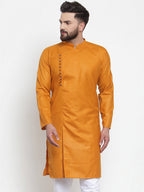 Jompers Men Mustard Solid Kurta Only | Grocsy