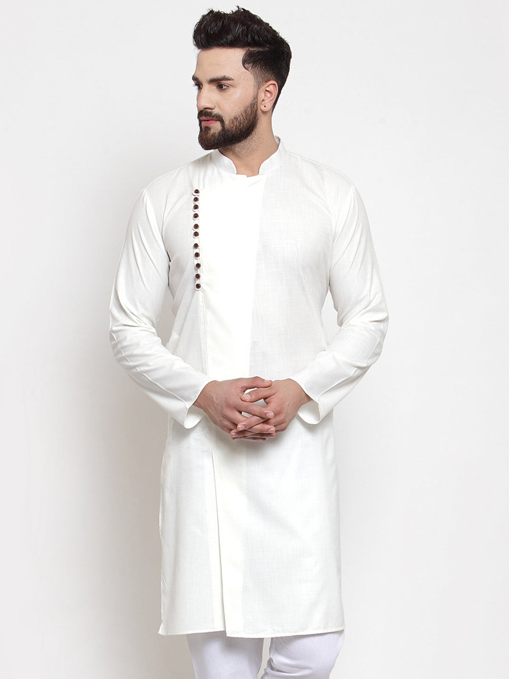 Jompers Men's White Solid Kurta Only | Grocsy