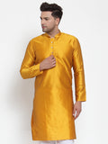Jompers Men's Yellow Jacquard Kurta Only | Grocsy