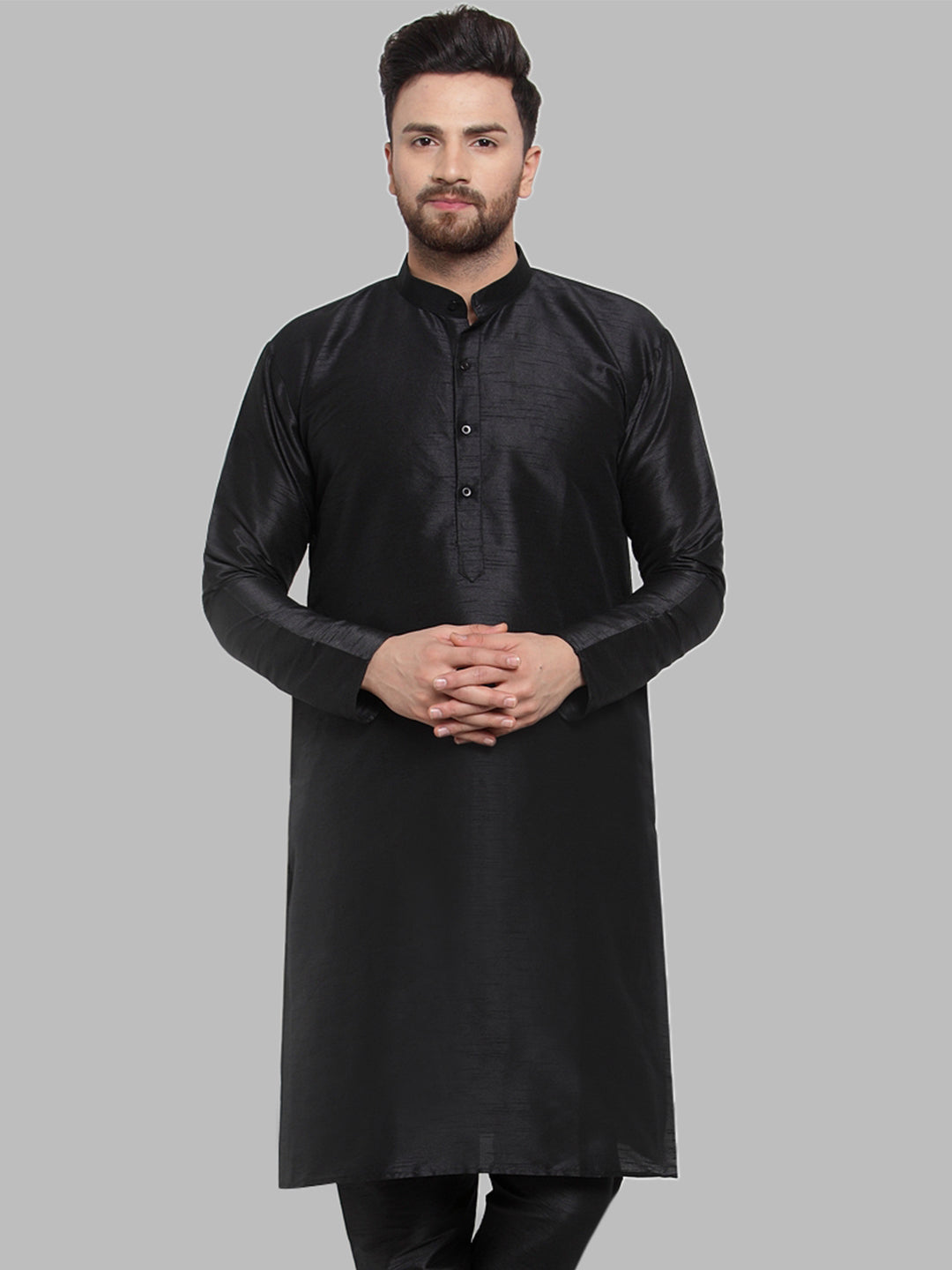 Jompers Men Black Solid Long Sleeves Kurta Only | Grocsy