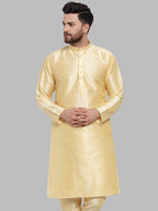 Jompers Men Golden Solid Kurta Only | Grocsy