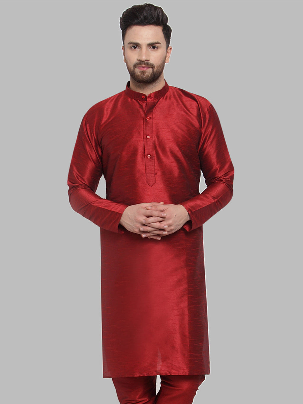 Jompers Men Maroon Solid Kurta Only | Grocsy