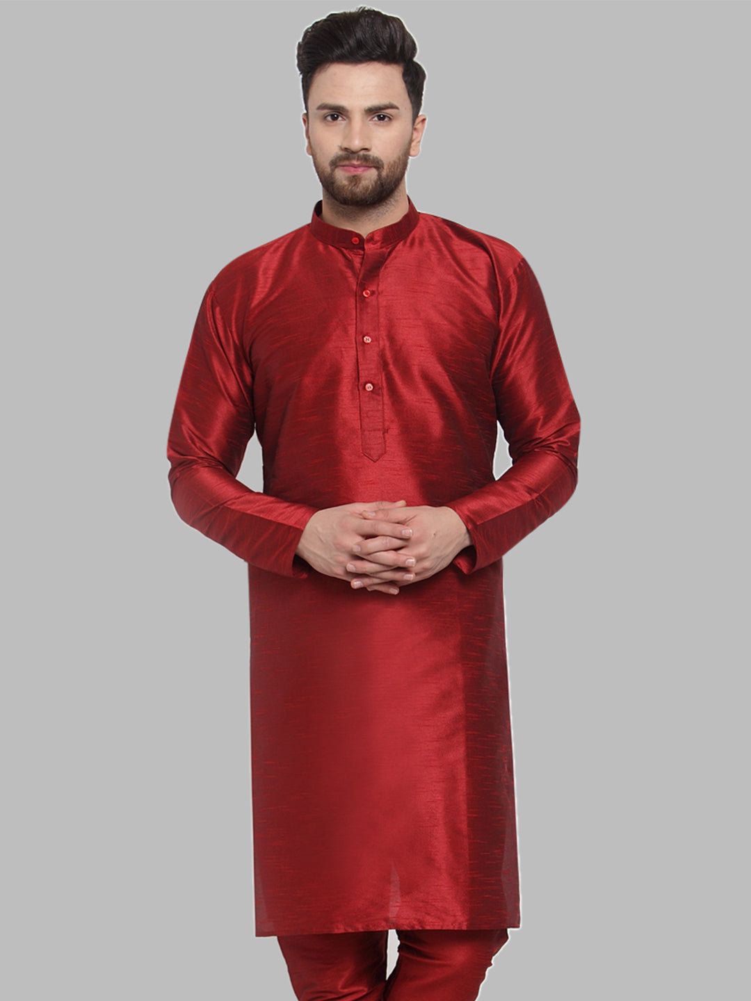 Jompers Men Maroon Solid Kurta Only | Grocsy