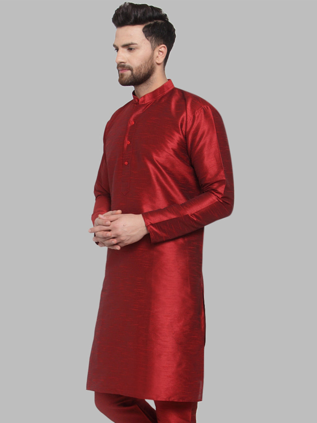 Jompers Men Maroon Solid Kurta Only | Grocsy