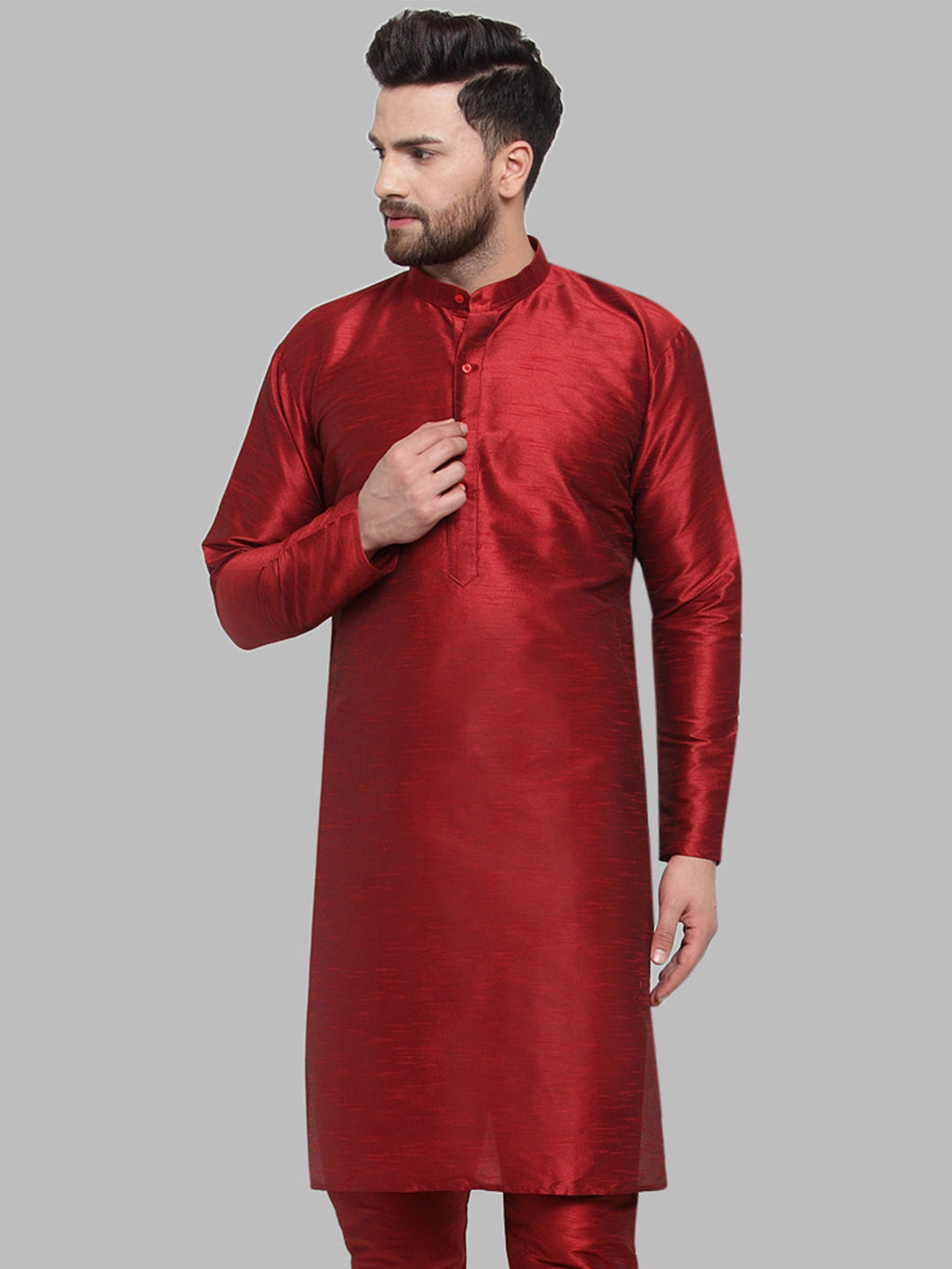 Jompers Men Maroon Solid Kurta Only | Grocsy