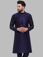 Jompers Men Navy-Blue Solid Kurta Only | Grocsy