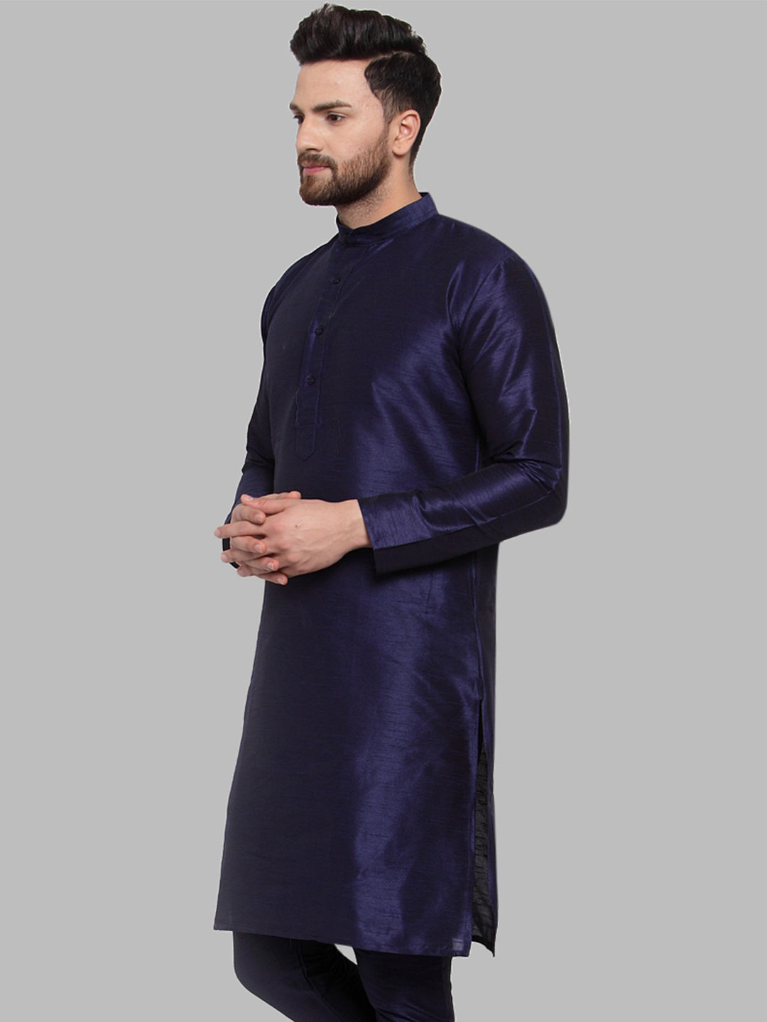 Jompers Men Navy-Blue Solid Kurta Only | Grocsy
