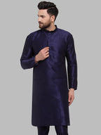 Jompers Men Navy-Blue Solid Kurta Only | Grocsy