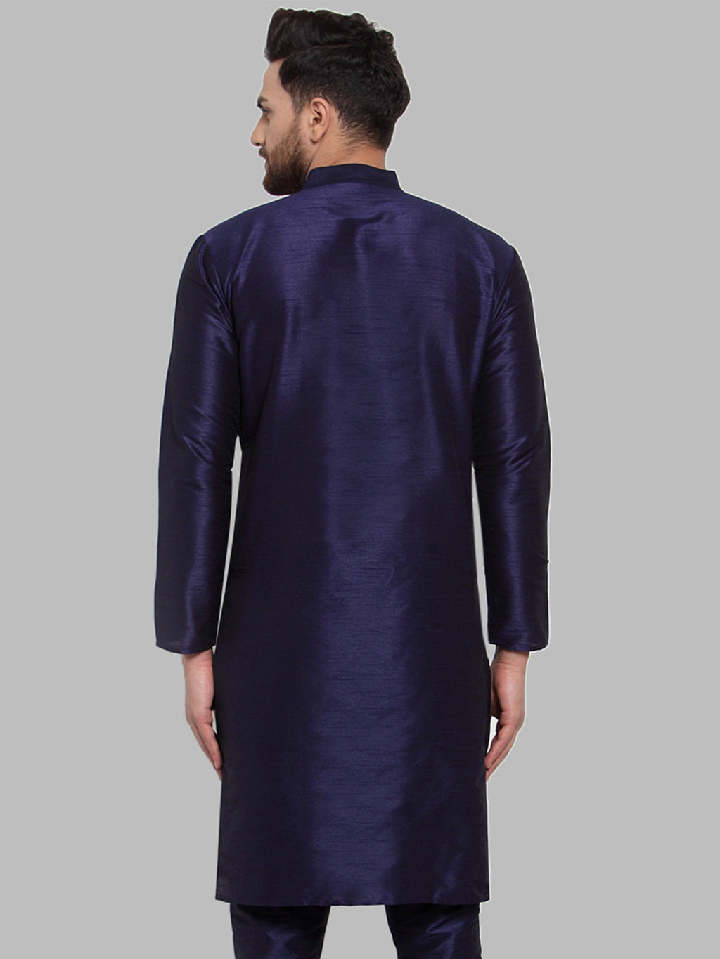 Jompers Men Navy-Blue Solid Kurta Only | Grocsy