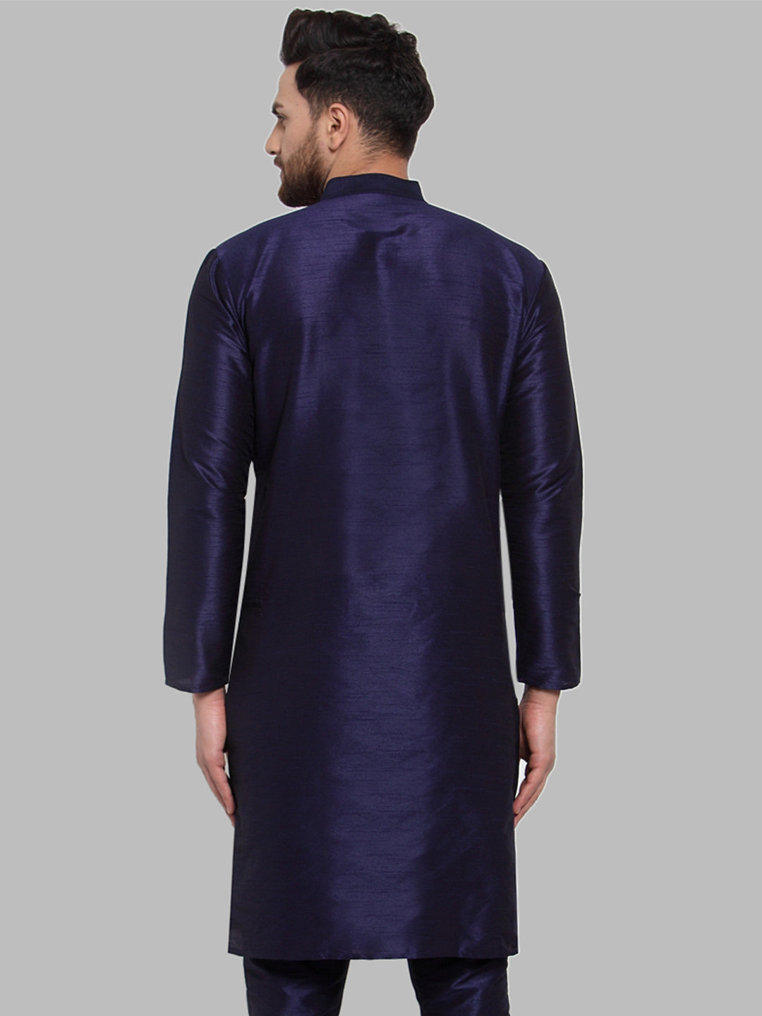Jompers Men Navy-Blue Solid Kurta Only | Grocsy