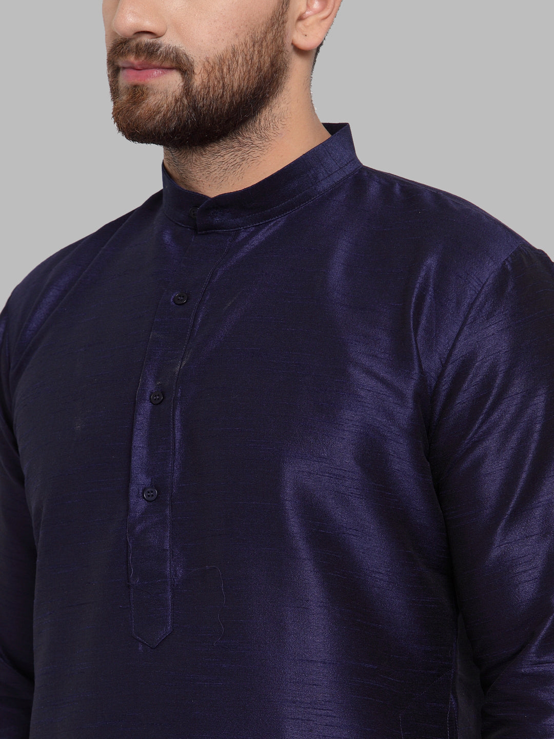 Jompers Men Navy-Blue Solid Kurta Only | Grocsy
