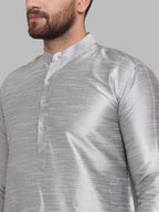 Jompers Men Silver Solid Kurta Only | Grocsy