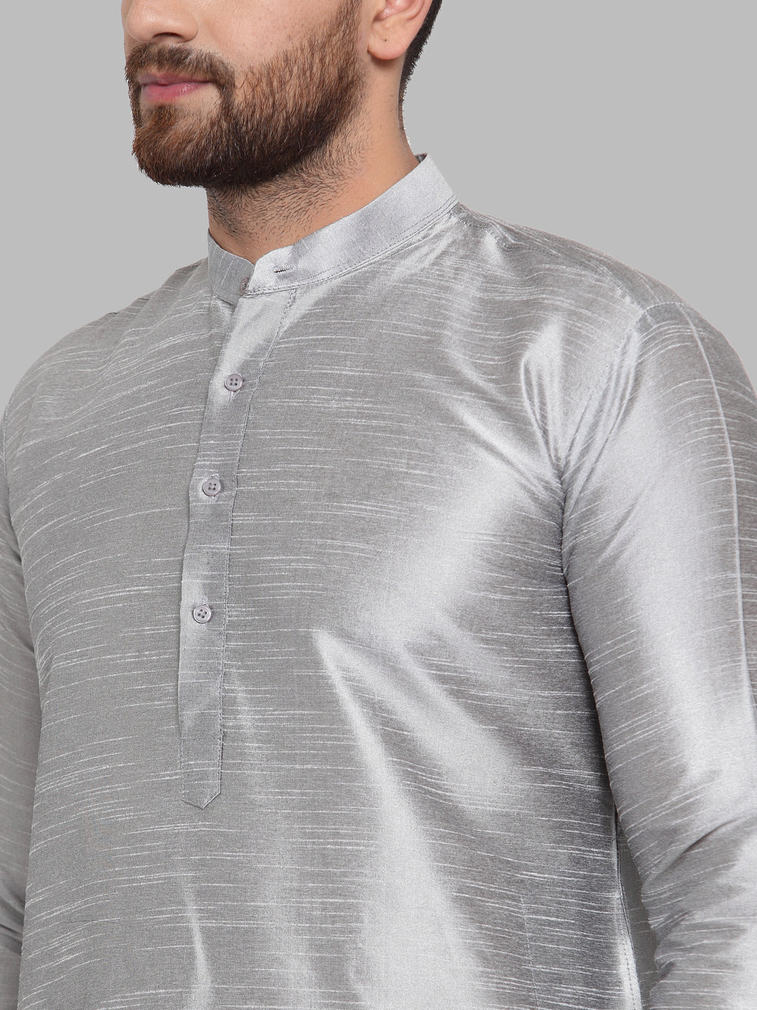 Jompers Men Silver Solid Kurta Only | Grocsy
