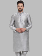 Jompers Men Silver Solid Kurta Only | Grocsy
