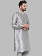 Jompers Men Silver Solid Kurta Only | Grocsy