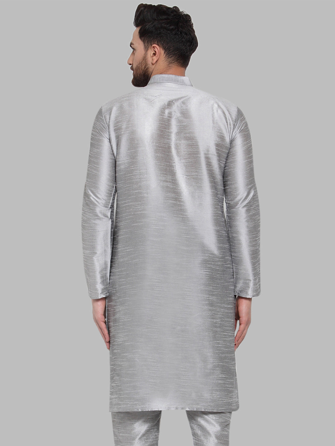 Jompers Men Silver Solid Kurta Only | Grocsy