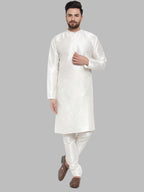 Jompers Men's White Solid Mandarin Collar Kurta Only | Grocsy