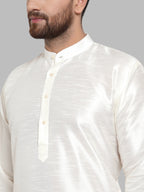 Jompers Men's White Solid Mandarin Collar Kurta Only | Grocsy