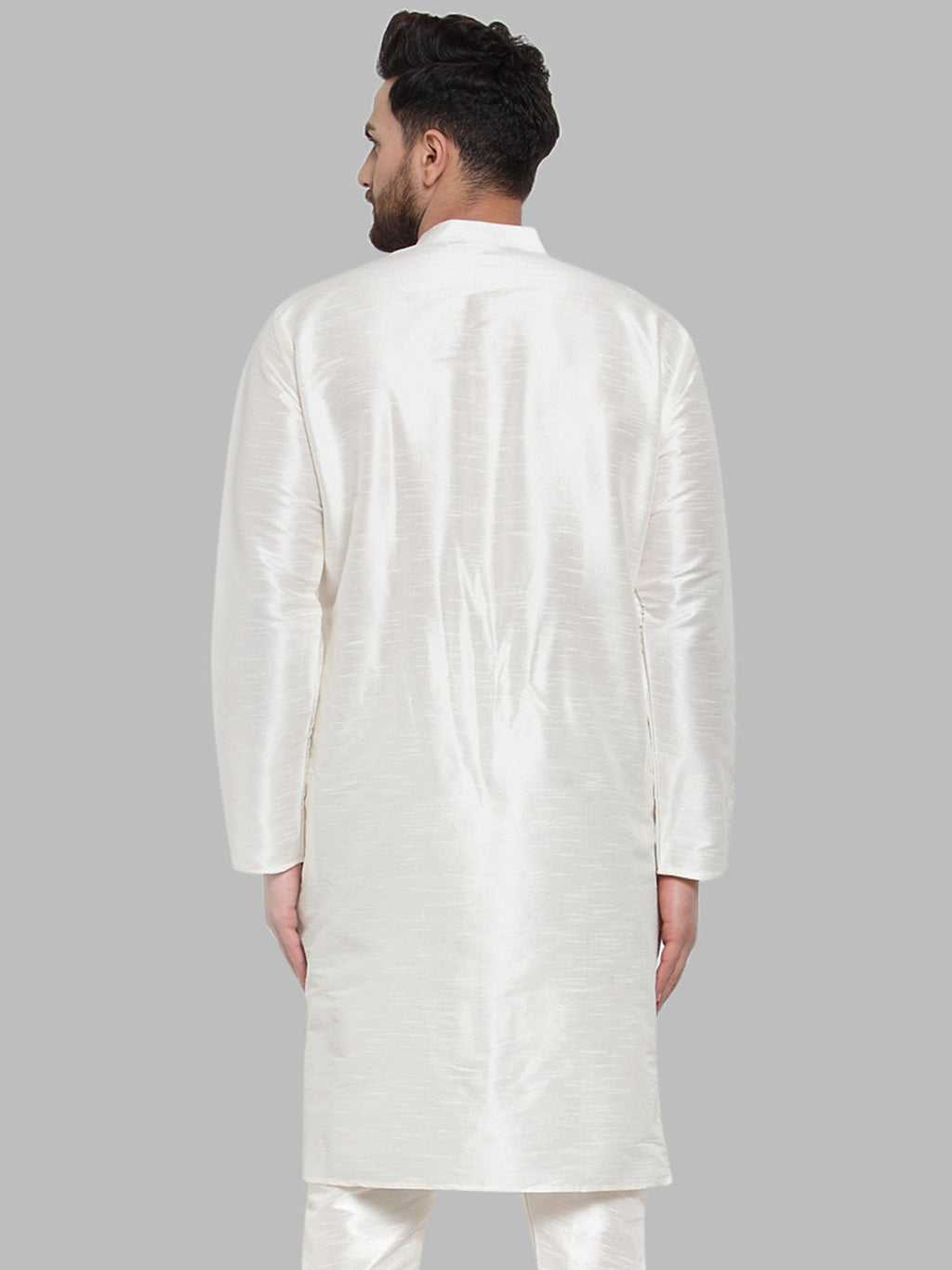 Jompers Men's White Solid Mandarin Collar Kurta Only | Grocsy