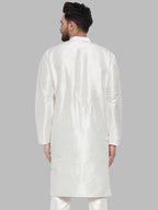 Jompers Men's White Solid Mandarin Collar Kurta Only | Grocsy