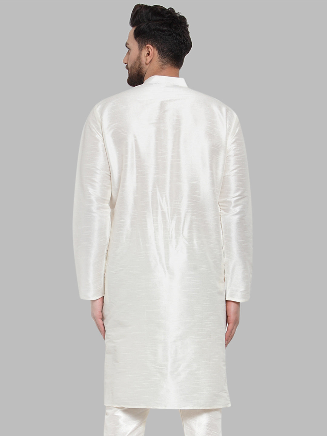 Jompers Men's White Solid Mandarin Collar Kurta Only | Grocsy