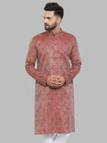 Jompers Men Maroon & White Woven Design Kurta Only | Grocsy