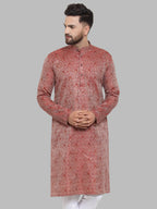 Jompers Men Maroon & White Woven Design Kurta Only | Grocsy