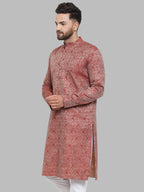 Jompers Men Maroon & White Woven Design Kurta Only | Grocsy