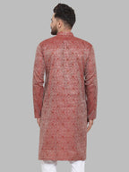 Jompers Men Maroon & White Woven Design Kurta Only | Grocsy