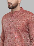 Jompers Men Maroon & White Woven Design Kurta Only | Grocsy