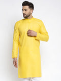 Jompers Men's Lemon Cotton Solid Kurta Only | Grocsy