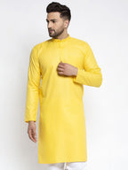Jompers Men's Lemon Cotton Solid Kurta Only | Grocsy