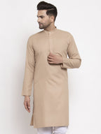 Jompers Men Light-Brown & White Solid Kurta Only | Grocsy