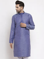 Jompers Men Blue Embroidered Kurta Only | Grocsy