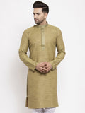 Jompers Men Olive Green Embroidered Kurta Only | Grocsy