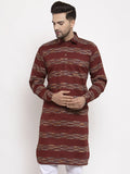 Jompers Men Brown Woven Design Kurta Only | Grocsy